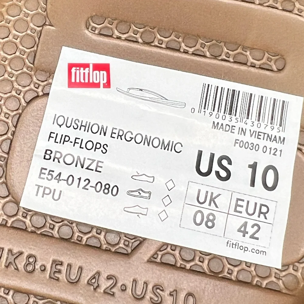 Fitflops- Women's Tan Flip Flops,‎ Ergonomic, Bronze, Size:10
